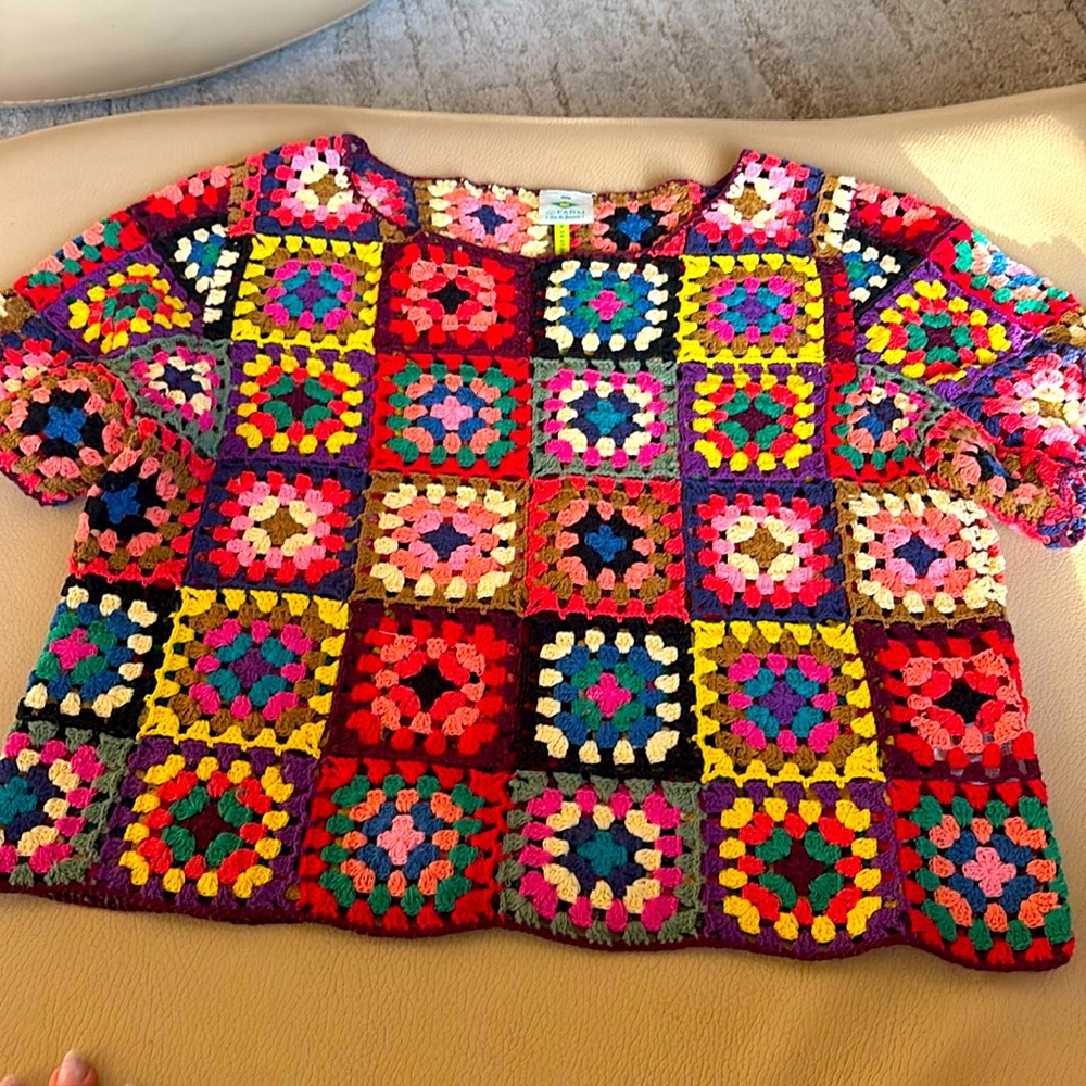 Farm Rio 
Colorful Crochet Patchwork Top
Size xs